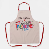 カラフル最高の先生タイポグラフィ エプロン (正面)