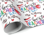 カラフル最高の先生タイポグラフィ ラッピングペーパー (ロールコーナー)