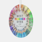 カラフル最高の先生感謝クリスマス ガラスオーナメント (正面左)