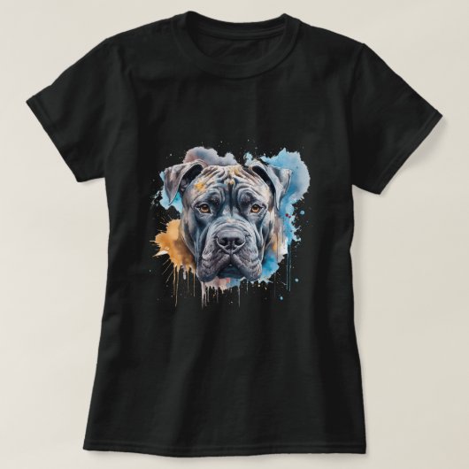 カラフル杖コルソ水彩画7 Tシャツ (デザイン正面)