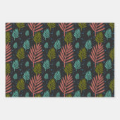 カラフル松の木離れのクリスマスプレゼント ラッピングペーパーシート (正面2)
