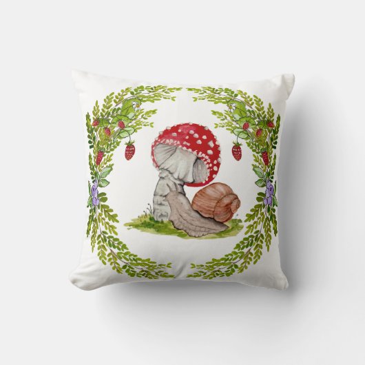 カラフル林が飛びカタツムリ クッション (正面)
