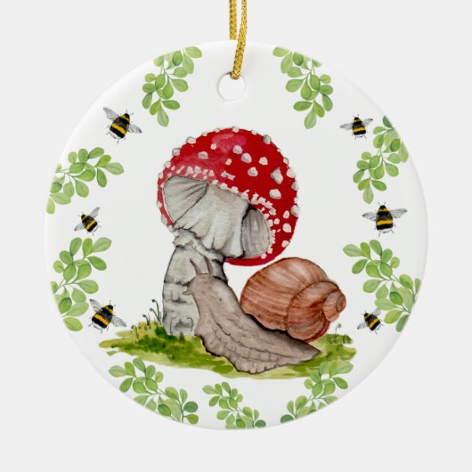 カラフル林が飛びカタツムリ セラミックオーナメント (正面)
