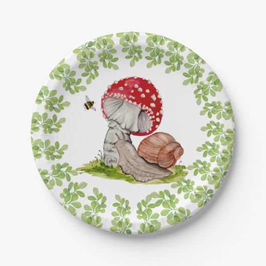 カラフル林が飛びカタツムリ ペーパープレート (正面)