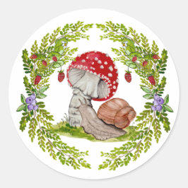 カラフル林が飛びカタツムリ ラウンドシール