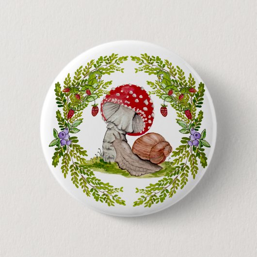 カラフル林が飛びカタツムリ 缶バッジ (正面)