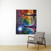 カラフル林に流れるガウン歩くの女性 タペストリー (インサイチュ)