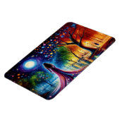 カラフル林に流れるガウン歩くの女性 マグネット (左側)