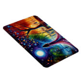 カラフル林に流れるガウン歩くの女性 マグネット (右側)