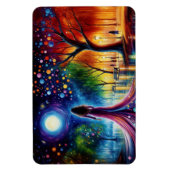 カラフル林に流れるガウン歩くの女性 マグネット (縦)