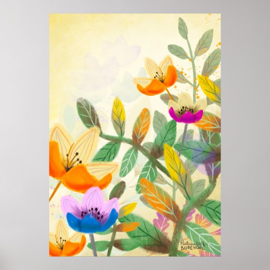 カラフル林フローラオリジナルデジ絵画タル ポスター (正面)