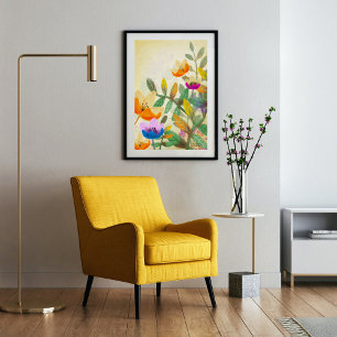 カラフル林フローラオリジナルデジ絵画タル ポスター