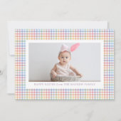 カラフル格子枠写真ハッピーイースター シーズンカード (正面)