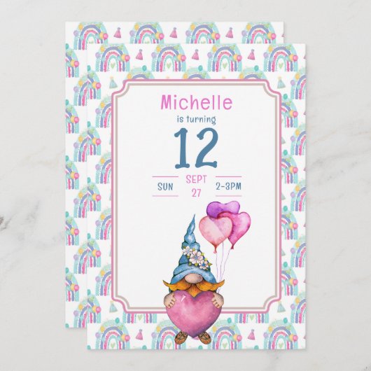 カラフル格言レトロ誕生日招待状 招待状 (正面/裏面)