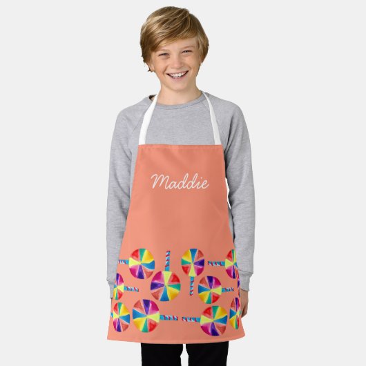 カラフル棒つきキャンデー エプロン (着用した状態)