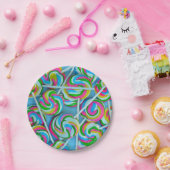 カラフル棒つきキャンデー ペーパープレート (パーティー)