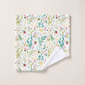 カラフル植物花と葉柄 バスタオルセット (ウォッシュタオル)