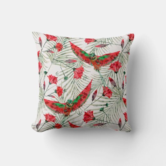 カラフル楽園のスタイリッシュ鳥 クッション (正面)