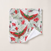 カラフル楽園のスタイリッシュ鳥 バスタオルセット (ウォッシュタオル)