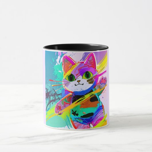 カラフル様式化された抽象芸術ポップ・アートのアートキャッカスタマイズト コーヒーマグカップ (中央)