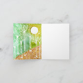 カラフル樺の木の木・月・鳥のグリーティングカード カード (内部)