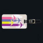 カラフル機 ラゲッジタグ<br><div class="desc">曇った空にカラフル飛行機があるイラストレーション</div>