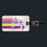カラフル機 ラゲッジタグ<br><div class="desc">曇った空にカラフル飛行機があるイラストレーション</div>