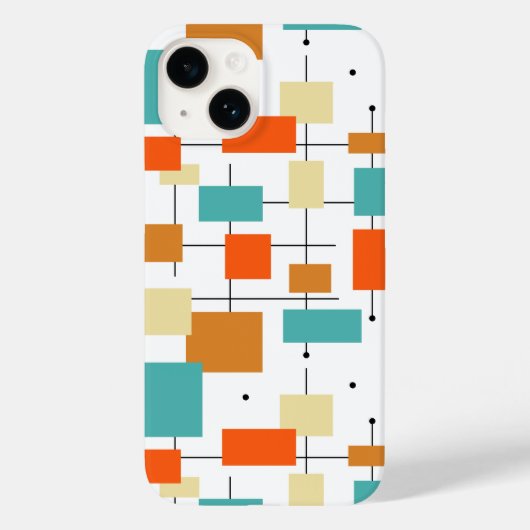 カラフル正方形と線のミッドセンチュリーパターン Case-Mate iPhoneケース (裏面)