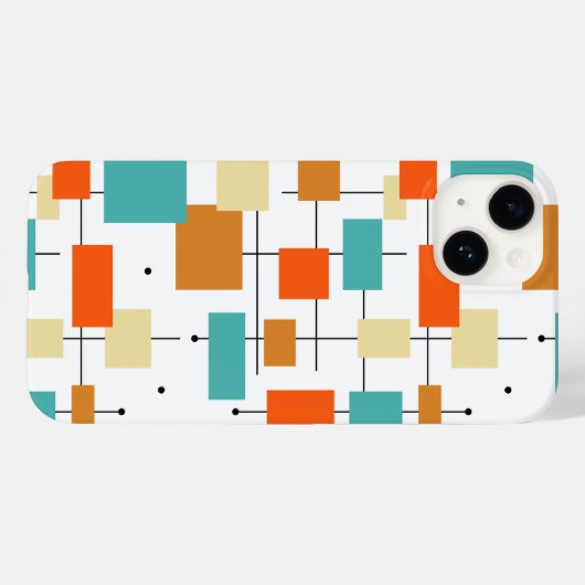 カラフル正方形と線のミッドセンチュリーパターン Case-Mate iPhoneケース (裏面 (横))