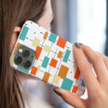 カラフル正方形と線のミッドセンチュリーパターン Case-Mate iPhone 14ケース<br><div class="desc">この可愛ポップ・アートのらしいレトロな携帯電話ケースで携帯電話に色を追加。ターコイズブルー、オレンジ色、クリーム色の正方形、長方形、ドット、線を特徴とする。これは手素晴らしに見える！</div>
