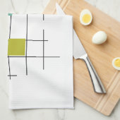 カラフル正方形と線の幾何学中央世紀 キッチンタオル (四つ折り)