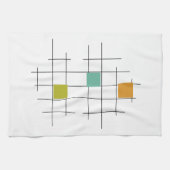 カラフル正方形と線の幾何学中央世紀 キッチンタオル (横)