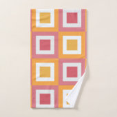 カラフル正方形の幾何学的パターン バスタオルセット (ハンドタオル)