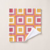 カラフル正方形の幾何学的パターン バスタオルセット (ウォッシュタオル)
