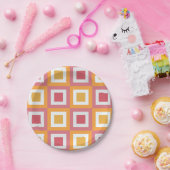 カラフル正方形の幾何学的誕生日 ペーパープレート (パーティー)