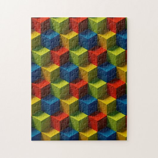 カラフル正方形パターン3-Dルックモダンパズル ジグソーパズル (縦)