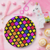 カラフル正方形パターン ペーパープレート (パーティー)