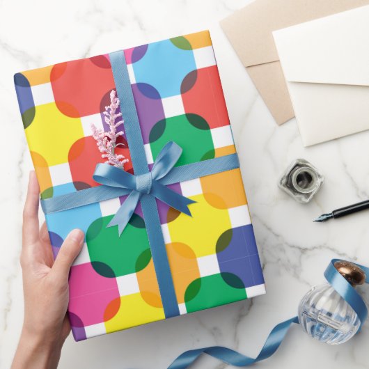カラフル正方形パターン ラッピングペーパー (ギフト)