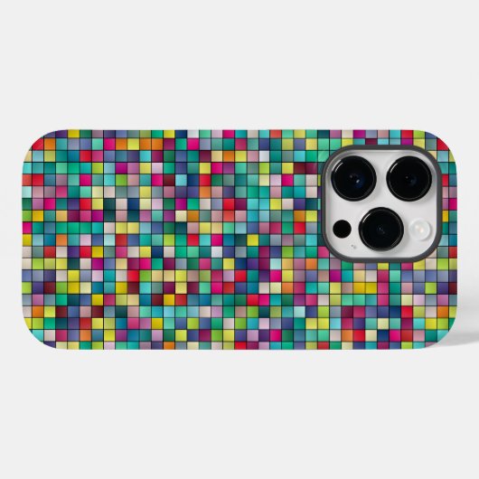 カラフル正方形モザイク幾何模様speckiP Case-Mate iPhoneケース (裏面 (横))