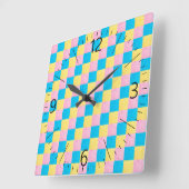 カラフル正方形 スクエア壁時計 (傾斜)