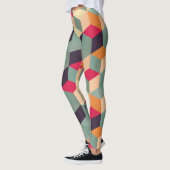 カラフル正方形、レトロ幾何学模様。 レギンス (左)