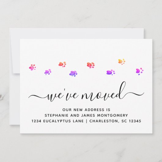 カラフル歩くポーズムービングアナウンスメントカード 案内状 (正面)