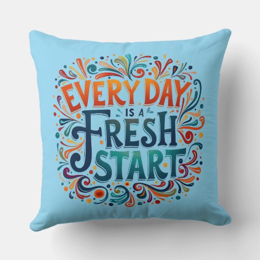 「カラフル毎日が新しいスタートだやる気を起こさせる」 クッション (裏面)