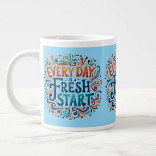 「カラフル毎日が新しいスタートだやる気を起こさせる」 ジャンボコーヒーマグカップ