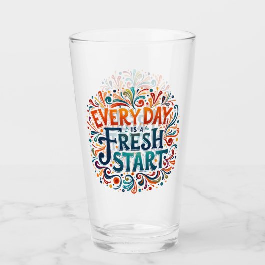 「カラフル毎日が新しいスタートだやる気を起こさせる」 タンブラーグラス (正面)