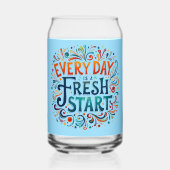 "カラフル毎日が新しいスタート"青 ガラス缶 (正面)