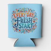 "カラフル毎日が新しいスタート"青 缶クーラー (正面)