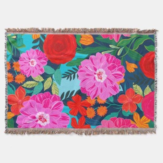 カラフル毛布を投げるカラーブロックギフト毛布 スローブランケット (正面)