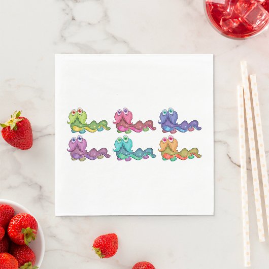 カラフル毛虫キャラクターおもしろいお洒落 スタンダードランチョンナプキン