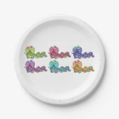 カラフル毛虫キャラクターおもしろいお洒落 ペーパープレート (正面)